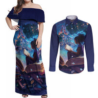 Black Girls Book Lovers Couples Matching Off Shoulder Maxi Dress and Long Sleeve Button Shirt Just A Girl Who Loves Books