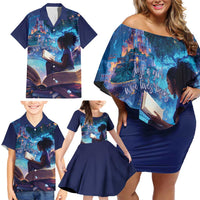 Black Girls Book Lovers Family Matching Off Shoulder Short Dress and Hawaiian Shirt Just A Girl Who Loves Books