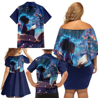 Black Girls Book Lovers Family Matching Off Shoulder Short Dress and Hawaiian Shirt Just A Girl Who Loves Books