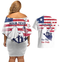 Personalised Liberia Flag Day Couples Matching Off Shoulder Short Dress and Hawaiian Shirt Our Flag Our Pride