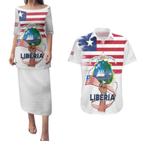 Personalised Liberia Flag Day Couples Matching Puletasi and Hawaiian Shirt Our Flag Our Pride
