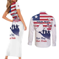Personalised Liberia Flag Day Couples Matching Short Sleeve Bodycon Dress and Long Sleeve Button Shirt Our Flag Our Pride