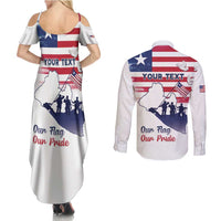 Personalised Liberia Flag Day Couples Matching Summer Maxi Dress and Long Sleeve Button Shirt Our Flag Our Pride