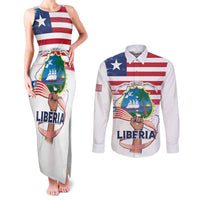Personalised Liberia Flag Day Couples Matching Tank Maxi Dress and Long Sleeve Button Shirt Our Flag Our Pride