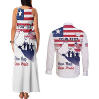 Personalised Liberia Flag Day Couples Matching Tank Maxi Dress and Long Sleeve Button Shirt Our Flag Our Pride