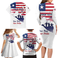 Personalised Liberia Flag Day Family Matching Long Sleeve Bodycon Dress and Hawaiian Shirt Our Flag Our Pride