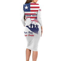 Personalised Liberia Flag Day Family Matching Long Sleeve Bodycon Dress and Hawaiian Shirt Our Flag Our Pride