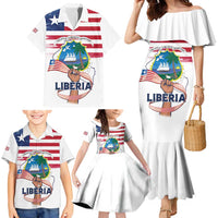 Personalised Liberia Flag Day Family Matching Mermaid Dress and Hawaiian Shirt Our Flag Our Pride