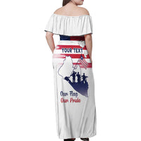Personalised Liberia Flag Day Family Matching Off Shoulder Maxi Dress and Hawaiian Shirt Our Flag Our Pride
