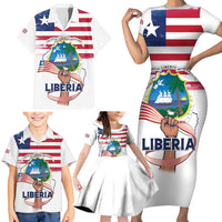Personalised Liberia Flag Day Family Matching Short Sleeve Bodycon Dress and Hawaiian Shirt Our Flag Our Pride