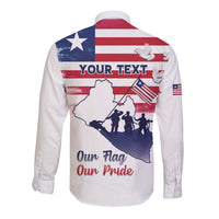 Personalised Liberia Flag Day Long Sleeve Button Shirt Our Flag Our Pride