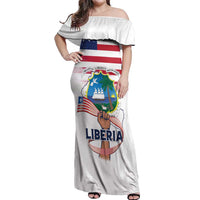 Personalised Liberia Flag Day Off Shoulder Maxi Dress Our Flag Our Pride