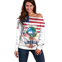 Personalised Liberia Flag Day Off Shoulder Sweater Our Flag Our Pride