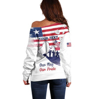 Personalised Liberia Flag Day Off Shoulder Sweater Our Flag Our Pride