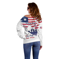 Personalised Liberia Flag Day Off Shoulder Sweater Our Flag Our Pride