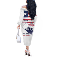 Personalised Liberia Flag Day Off The Shoulder Long Sleeve Dress Our Flag Our Pride