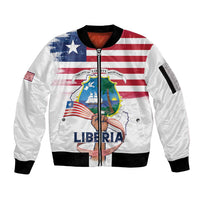 Personalised Liberia Flag Day Sleeve Zip Bomber Jacket Our Flag Our Pride
