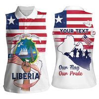 Personalised Liberia Flag Day Women Sleeveless Polo Shirt Our Flag Our Pride