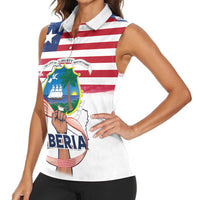 Personalised Liberia Flag Day Women Sleeveless Polo Shirt Our Flag Our Pride