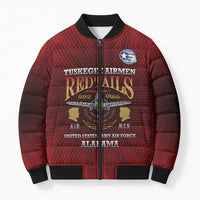 Personalized Red Tails Legacy Bomber Puffer Jacket Tuskegee Airmen WWII Heroes - Wonder Print Shop