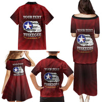 Personalized Red Tails Legacy Family Matching Puletasi and Hawaiian Shirt Tuskegee Airmen WWII Heroes - Wonder Print Shop