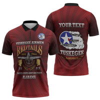 Personalized Red Tails Legacy Zipper Polo Shirt Tuskegee Airmen WWII Heroes - Wonder Print Shop