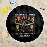 Red Tails Legacy Beach Blanket Tuskegee Airmen WWII Heroes - Black Color - Wonder Print Shop