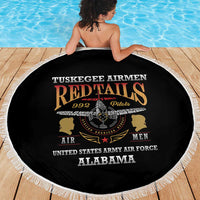 Red Tails Legacy Beach Blanket Tuskegee Airmen WWII Heroes - Black Color - Wonder Print Shop