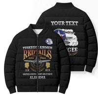 Personalized Red Tails Legacy Bomber Puffer Jacket Tuskegee Airmen WWII Heroes - Black Color - Wonder Print Shop