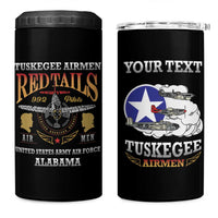 Personalized Red Tails Legacy 4 in 1 Can Cooler Tumbler Tuskegee Airmen WWII Heroes - Black Color - Wonder Print Shop