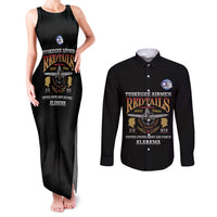 Personalized Red Tails Legacy Couples Matching Tank Maxi Dress and Long Sleeve Button Shirt Tuskegee Airmen WWII Heroes - Black Color - Wonder Print Shop