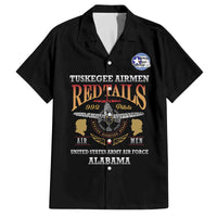 Personalized Red Tails Legacy Family Matching Off The Shoulder Long Sleeve Dress and Hawaiian Shirt Tuskegee Airmen WWII Heroes - Black Color - Wonder Print Shop