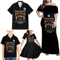 Personalized Red Tails Legacy Family Matching Off Shoulder Maxi Dress and Hawaiian Shirt Tuskegee Airmen WWII Heroes - Black Color - Wonder Print Shop