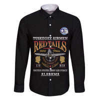 Personalized Red Tails Legacy Family Matching Short Sleeve Bodycon Dress and Hawaiian Shirt Tuskegee Airmen WWII Heroes - Black Color - Wonder Print Shop