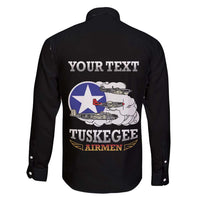 Personalized Red Tails Legacy Family Matching Short Sleeve Bodycon Dress and Hawaiian Shirt Tuskegee Airmen WWII Heroes - Black Color - Wonder Print Shop