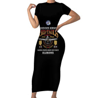 Personalized Red Tails Legacy Family Matching Short Sleeve Bodycon Dress and Hawaiian Shirt Tuskegee Airmen WWII Heroes - Black Color - Wonder Print Shop