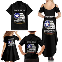 Personalized Red Tails Legacy Family Matching Summer Maxi Dress and Hawaiian Shirt Tuskegee Airmen WWII Heroes - Black Color - Wonder Print Shop