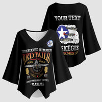 Personalized Red Tails Legacy Kimono Sleeve Blouse Tuskegee Airmen WWII Heroes - Black Color - Wonder Print Shop