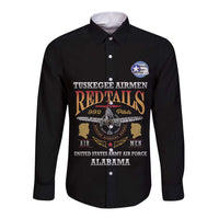 Personalized Red Tails Legacy Long Sleeve Button Shirt Tuskegee Airmen WWII Heroes - Black Color - Wonder Print Shop