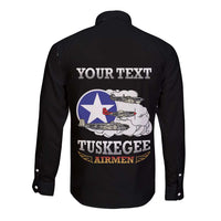 Personalized Red Tails Legacy Long Sleeve Button Shirt Tuskegee Airmen WWII Heroes - Black Color - Wonder Print Shop