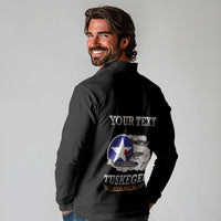 Personalized Red Tails Legacy Long Sleeve Polo Shirt Tuskegee Airmen WWII Heroes - Black Color - Wonder Print Shop