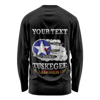 Personalized Red Tails Legacy Long Sleeve Shirt Tuskegee Airmen WWII Heroes - Black Color - Wonder Print Shop