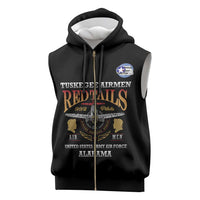 Personalized Red Tails Legacy Sleeveless Zip Hoodie Tuskegee Airmen WWII Heroes - Black Color - Wonder Print Shop