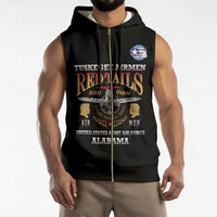 Personalized Red Tails Legacy Sleeveless Zip Hoodie Tuskegee Airmen WWII Heroes - Black Color - Wonder Print Shop