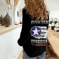 Personalized Red Tails Legacy Women Casual Shirt Tuskegee Airmen WWII Heroes - Black Color - Wonder Print Shop
