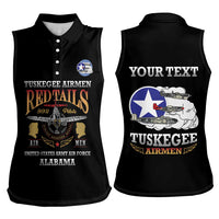 Personalized Red Tails Legacy Women Sleeveless Polo Shirt Tuskegee Airmen WWII Heroes - Black Color - Wonder Print Shop