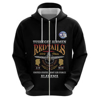 Personalized Red Tails Legacy Zip Hoodie Tuskegee Airmen WWII Heroes - Black Color - Wonder Print Shop