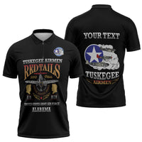 Personalized Red Tails Legacy Zipper Polo Shirt Tuskegee Airmen WWII Heroes - Black Color - Wonder Print Shop