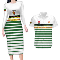 Zimbabwe Rugby Sevens Custom Couples Matching Long Sleeve Bodycon Dress and Hawaiian Shirt Go Cheetahs Go - Wonder Print Shop