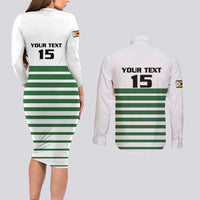 Zimbabwe Rugby Sevens Custom Couples Matching Long Sleeve Bodycon Dress and Long Sleeve Button Shirt Go Cheetahs Go - Wonder Print Shop